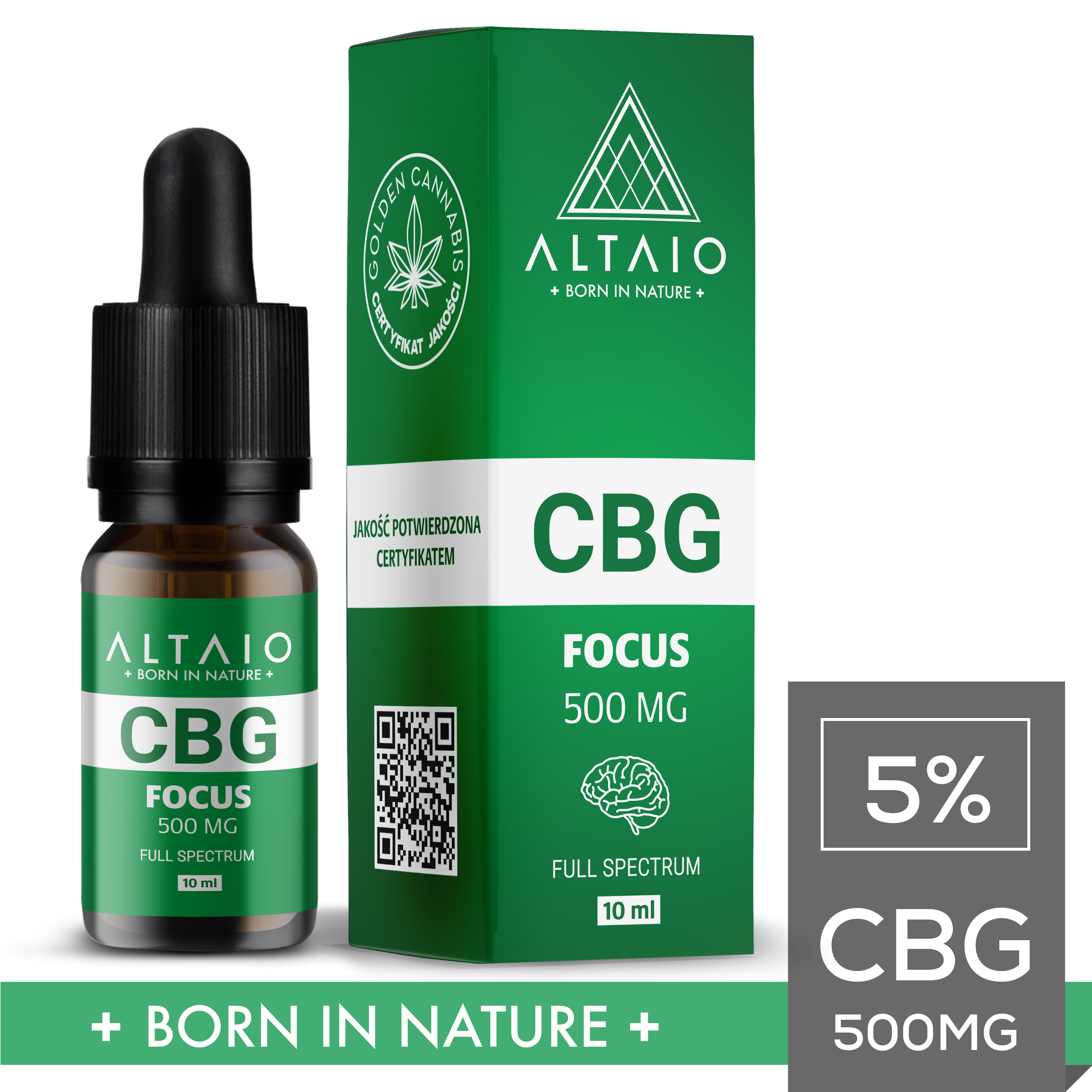 ALTAIO FOCUS olejek konopny CBG 500 mg 10 ml