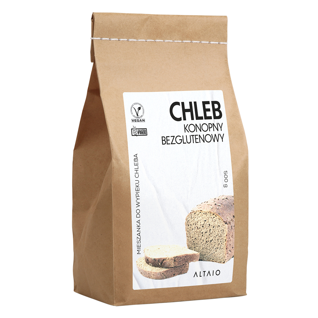 Chleb bezglutenowy z łuskanymi nasionami konopi ALTAIO 500g